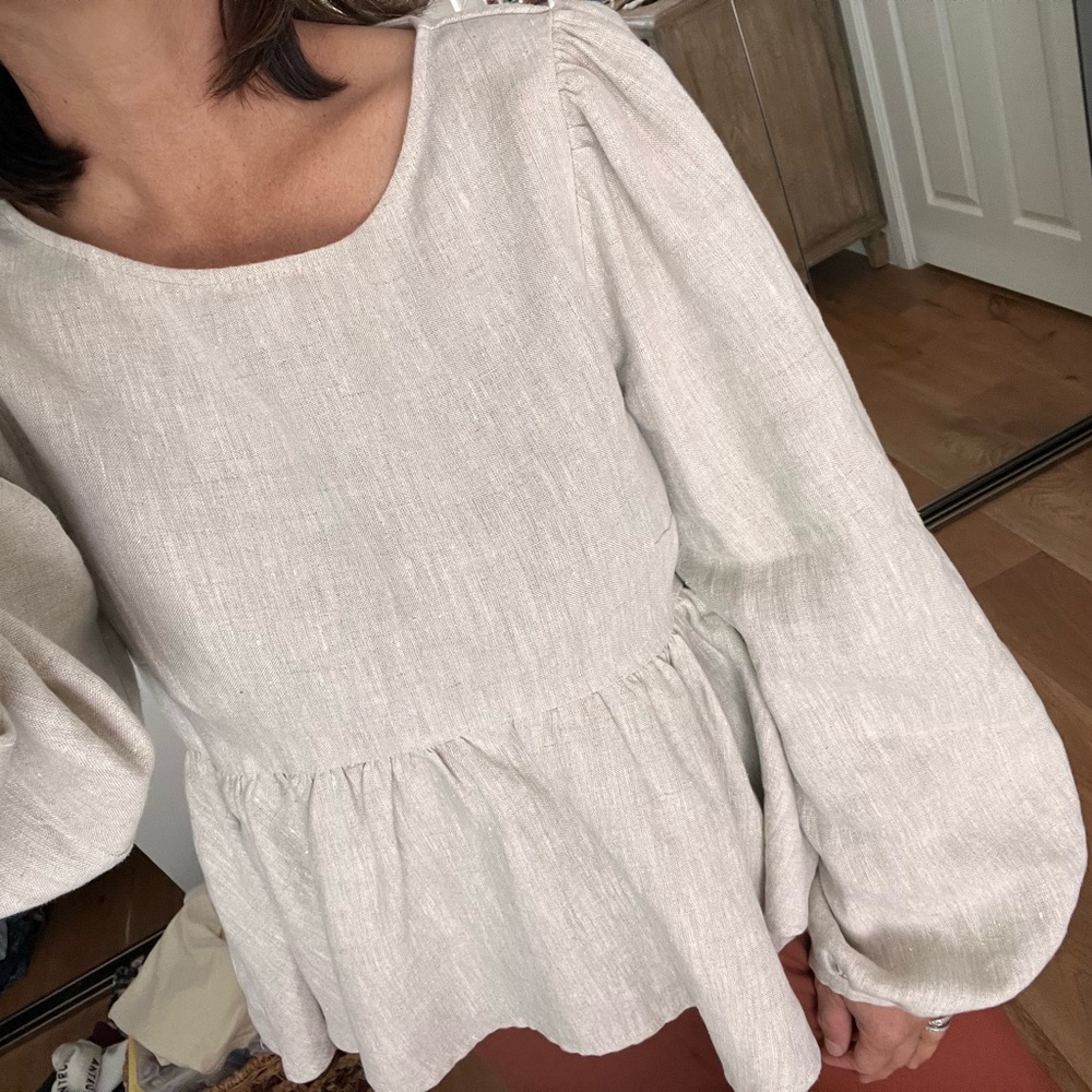 Reformation Beige Linen Top